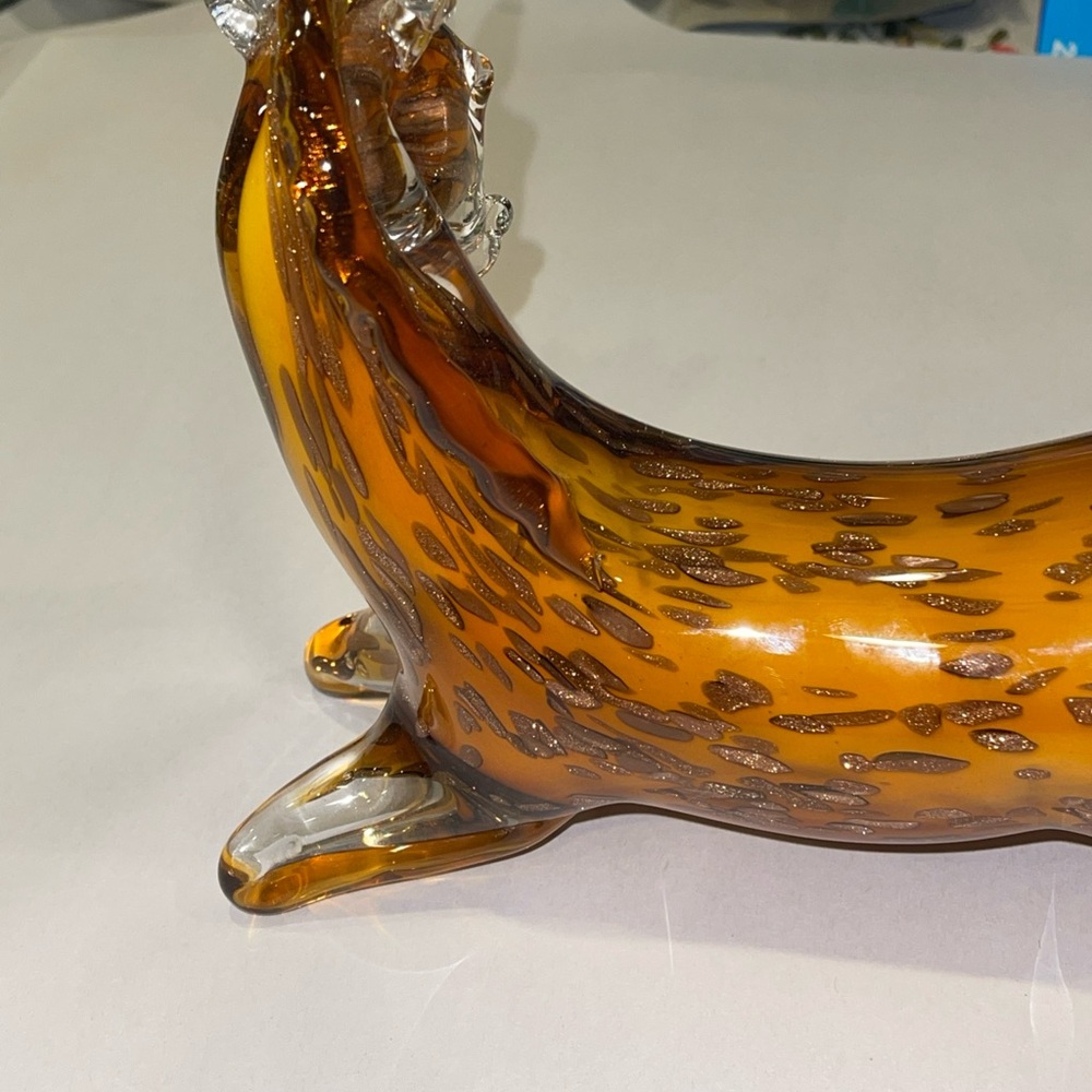 Vintage Murano Hand-Blown Amber gold Glass Young Horse Heavy Equestrian Glass - Picture 5 of 10
